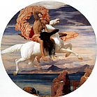 Andromeda Canvas Paintings - Perseus on Pegasus Hastening to the Rescue of Andromeda